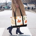 thumbnail image 4 of FORMRS Canvas Laptop Tote Bag for Women with 15.6" Computer Compartments Shoulder Handbag, Beige Autumn Leaves, 4 of 7