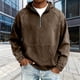 thumbnail image 1 of Ceisia Men's Loose Fit Washed Distressed Denim Half-Zip Hooded Pullover Sweatshirt Gifts, 1 of 6