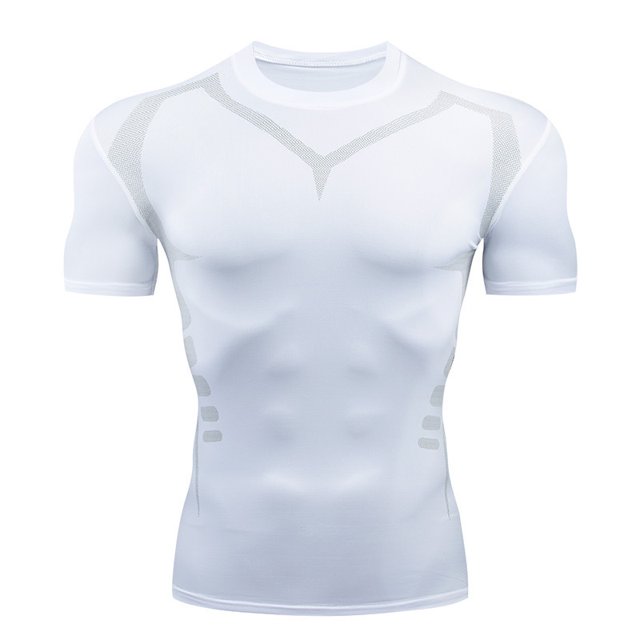 Camiseta deportiva de manga corta transpirable para hombre, absorbente del sudor, de secado rápido, paquete de fitness, camiseta ajustada con músculos