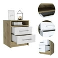 thumbnail image 4 of White and Light Oak 2-Drawer 1-Shelf Rectangle Nightstand,White Particle Board Furniture Bedroom Nightstands, 4 of 7