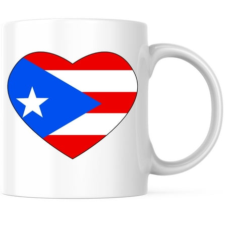 

Puerto Rico Flag Heart Coffee Mug - Puerto Rican Pride - Boricua Forever - 11 Ounce Coffee Mug - Printed On Both Sides - Microwave & Dishwasher Safe - White Handle & Interior - BMCM00796