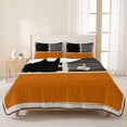 thumbnail image 3 of Full Quilt Set 78''x90'', Orange Black Lightweight Summer Bedspread Coverlet Set with 2 Pillow Shams, Farmhouse Striped Modern Abstract Art Breathable All Season Quilt Bedding for Bedroom/Guest Room, 3 of 9