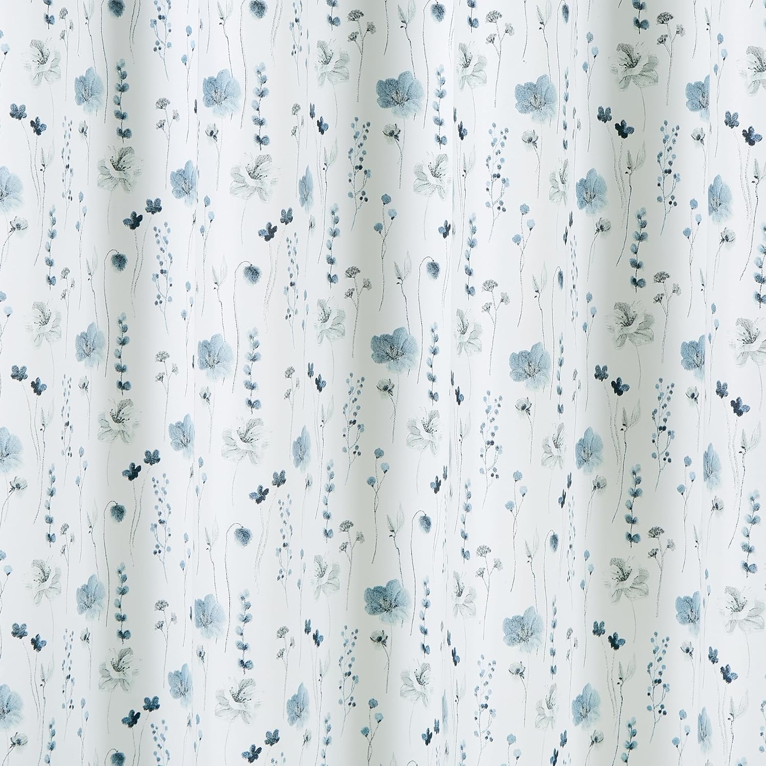 Chezmoi Collection 4-Piece Floral Window Curtain Set with Sheer Backing, Blue White Poppy Floral Printed Microfiber, 120 inch x 84 inch