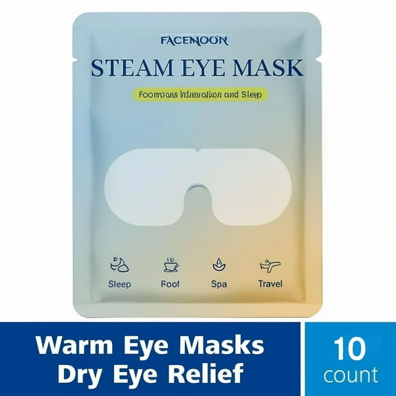 FACEMOON Self-Heating Eye Mask Warm Compress for Dry Tired Eyes, Comfort Relief, Gentle Heat Therapy, 10 Count