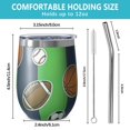 thumbnail image 5 of 12oz Stemless Wine Tumblers Green Striped Sports Balls Pattern Vacuum Insulated Stainless Steel Travel Tumbler Cups Mug with Lid and Straw for Champaign,Cocktail,Beer with Cleaning Brush, 5 of 5
