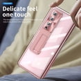 thumbnail image 3 of MonsDirect for 7.6 inch Samsung Galaxy Z Fold 3 5G 2021 Case with S Pen & S Pen Holder, Two Hinge Protection Plating Frame PC Cover, Shell Membrane Integrated Case with Stand & Lens Protection, Pink, 3 of 7