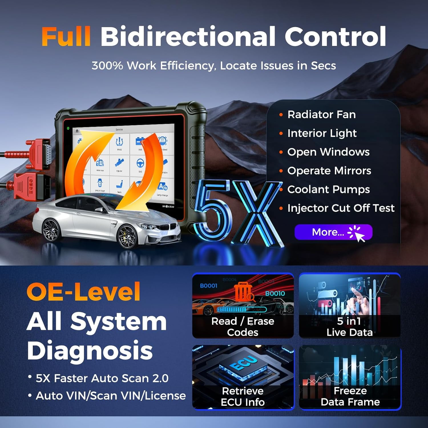 Autel MaxiPRO MP900 Scanner, 2026 Newer of MP808BT PRO MP808S MK900 MX900, Function as MP900BT MS906 PRO MS906 MAX, Bidirectional Diagnostic Scan Tool, 3000+ Active Test, 40+ Service, CAN FD &DOIP