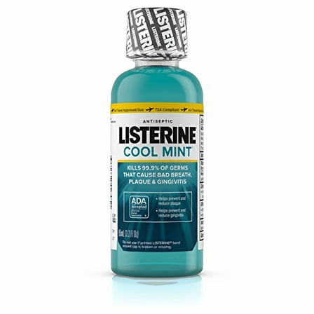 Listerine Cool Mint Antiseptic Mouthwash 3.2 Ounce - Travel Size (Pack of 6)