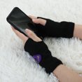thumbnail image 4 of INSPIRE CHIC Purple Heart Pattern Knitting Mitten Fingerless Gloves Black for Ladies, 4 of 6