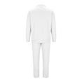 thumbnail image 3 of BXINGOHAI Men's Waffle Casual Solid Color Sports Long Sleeved Button Pocket Lapel Cardigan Leg Tied Pants Set Today White,S, 3 of 5