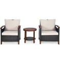 thumbnail image 4 of Gymax 3PCS Patio Wicker Rattan Conversation Set Outdoor Furniture Set w/ Beige Cushion, 4 of 10