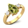 thumbnail image 2 of 9X6mm Pear Peridot 925 Sterling Silver Gold Vermeil Three Stone Women Valentines Day Gifts Ring, 2 of 3