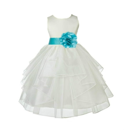 

Ekidsbridal Formal Satin Shimmering Organza Ivory Flower Girl Dress Bridesmaid Wedding Pageant Toddler Recital Easter Communion Graduation Reception Ceremony Birthday Baptism Occasions 4613t