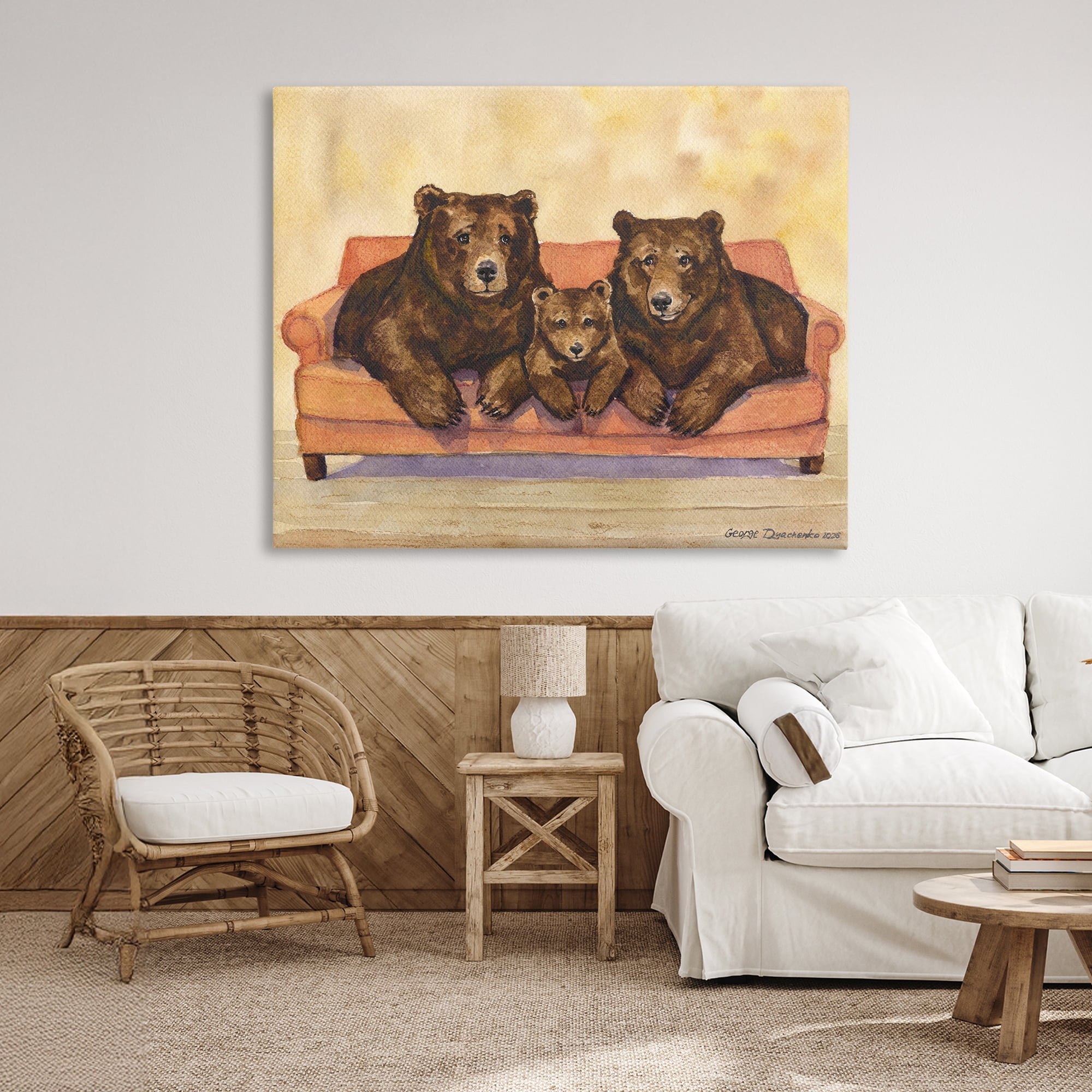 Stupell Industries Bear Family Trio Canvas Wall Art, design by George Dyachenko