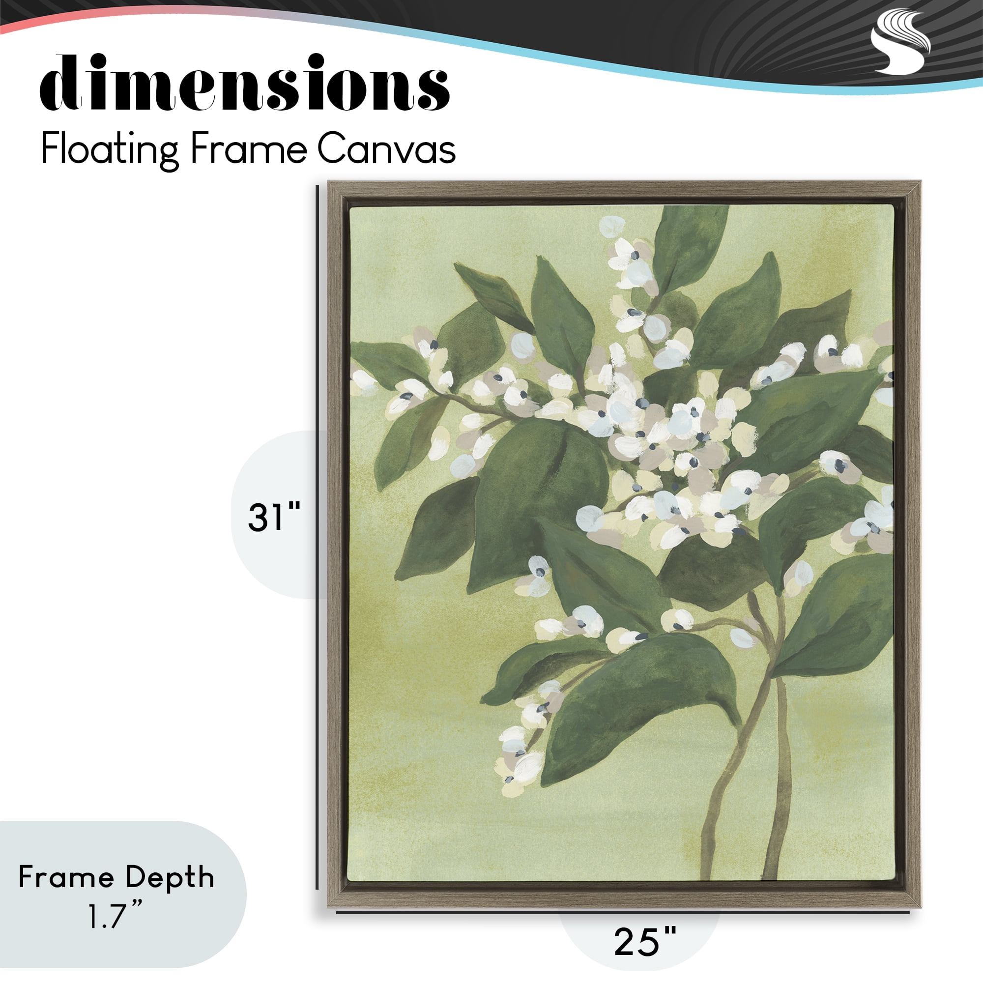 Stupell Industries Verdant Branch Bloom Brown Framed Floater Canvas Wall Art, design by June Erica Vess