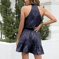 thumbnail image 4 of Robe Dos Nu pour Femmes Imprimé Floral Ourlet à Volants Sans Manches Robes d'Été Décontractées Robe Mini de Plage Vacances, 4 of 5