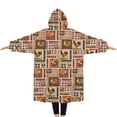 thumbnail image 2 of Oversized Wearable Blanket Hoodie,Patchwork Chicken Pattern Sherpa Blanket Hoodie with Super Pockets,Super Warm Fuzzy Pullover for Women & Men, 2 of 6