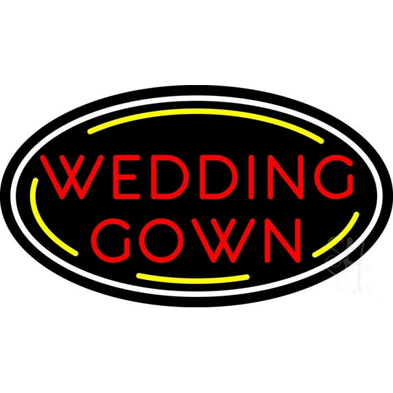Oval Wedding Gown LED Neon Sign 20" Tall x 37" Wide - inches, Black Square Cut Acrylic Backing, with Dimmer - Premium built indoor Sign for Storefront, Store interior, Studio.