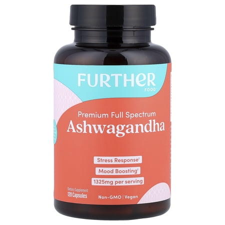 Further Food Organic Ashwagandha 1325mg. Pure Ashwagandha Root with Black Pepper & Avocado Oil