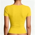 thumbnail image 7 of Womens Basic V Neck Short Sleeve Spring T Shirts Slim Fit Crop Y2k Tee 2026 Summer Gym Workout Cute Top Yellow 2XL, 7 of 7