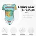 thumbnail image 6 of Easygdp USA Tourist Map Women's One-Piece Swimsuit Slim Fit Crew Neck Bodysuit Athletic Swimwear with Concealed Buckle - Small, 6 of 9