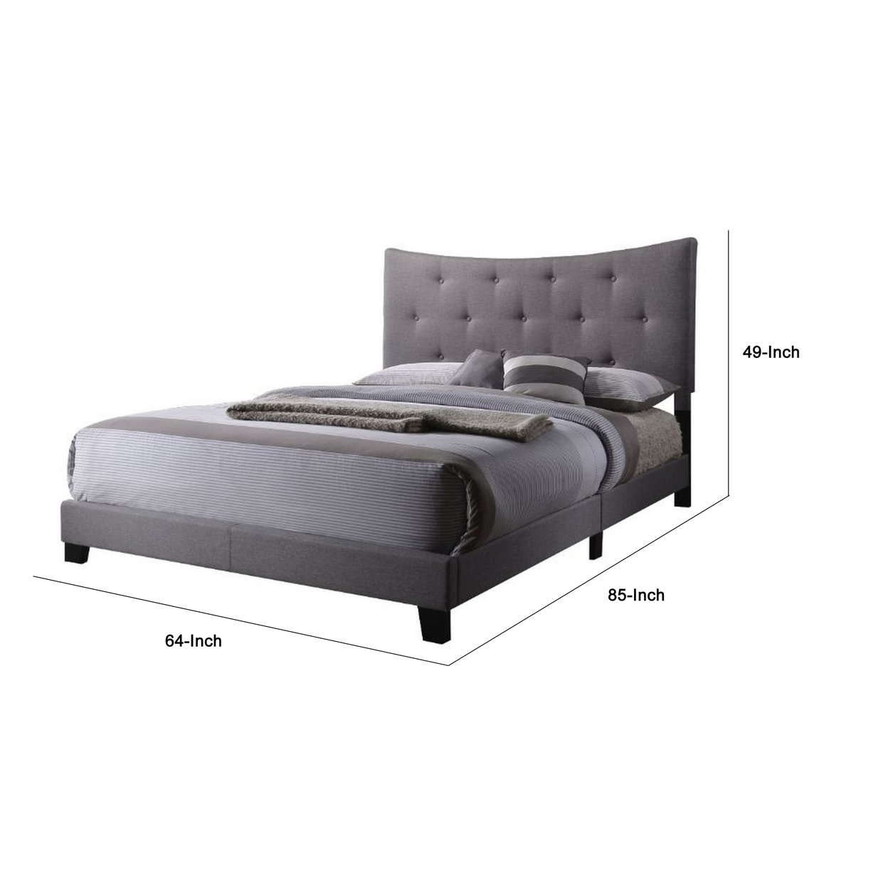 ACME Venacha Upholstered Platform Queen Bed, Gray Fabric - image 4 of 6