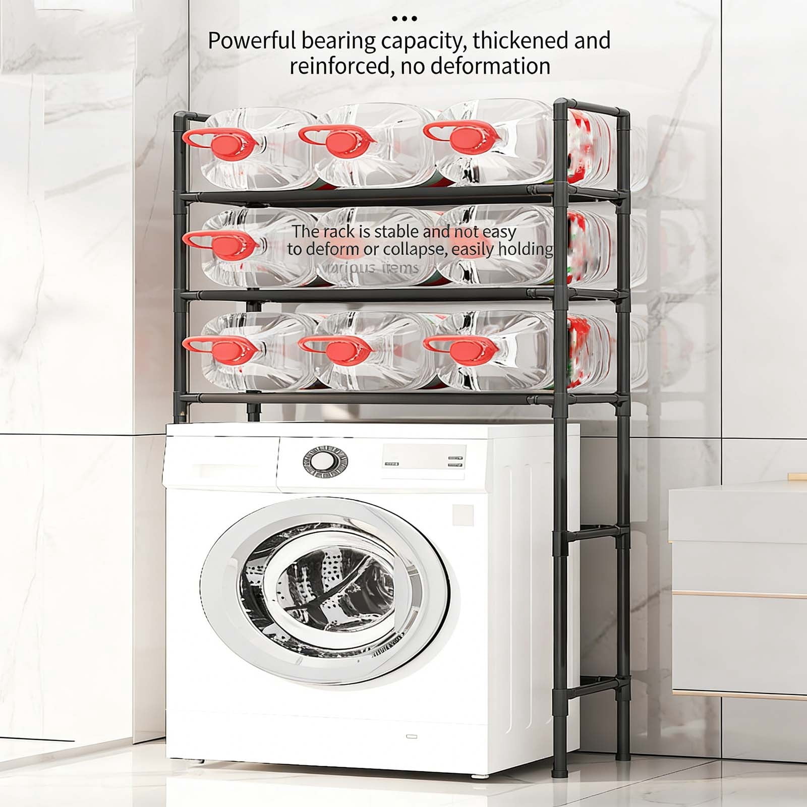 Over Washer and Dryer Storage Shelf - Portable Stacking Kit for Laundry Room, Over Toilet Bathroom Organizer & Above Toilet Storage Shelf