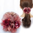 thumbnail image 3 of Mightlink Hair Band Flower Decor Soft Fabric Beads Hair Rope Anti-fall Hair-fixed High Elasticity Long-lasting Ponytail Holder Hair Accessories, 3 of 7