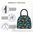 thumbnail image 4 of Honeii Colorful Dinosaur Print Insulated Lunch Bag Women Reusable Lunch Box with Pocket for Work Picnic Travel -One Size, 4 of 6