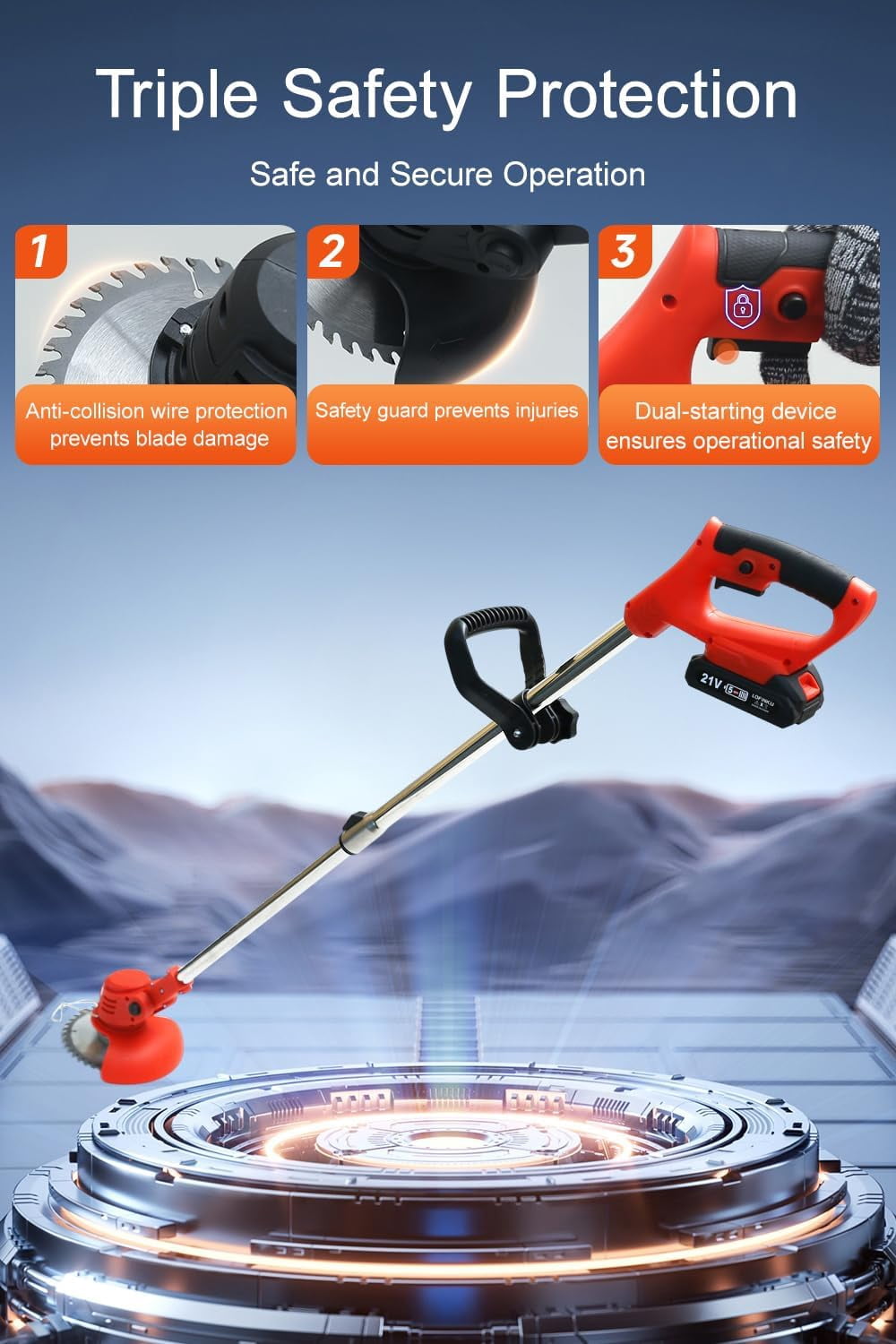 Cordless Weed Wacker with 2 Batteries, Lightweight Electric Grass Trimmer, Adjustable String Trimmer for Lawn and Garden