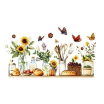 Hxlamzoo Vibrant Sunflower Spoon Kitchen Wall Stickers - Removable Decorative Vinyl Art for Dining Room & Home Decor, 30x60cm