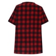 thumbnail image 5 of Oksale Matching Sets Women Clothing 2 Piece Short Sleeve Plaid Shirts Elastic Drawstring Bermuda Shorts Trendy Button V Neck Summer Tops Red 2XL, 5 of 8