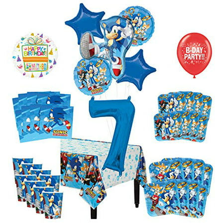 Mayflower Products Sonic The Hedgehog 7th Birthday Party Supplies 8 Guest Decoration Kit and Balloon Bouquet