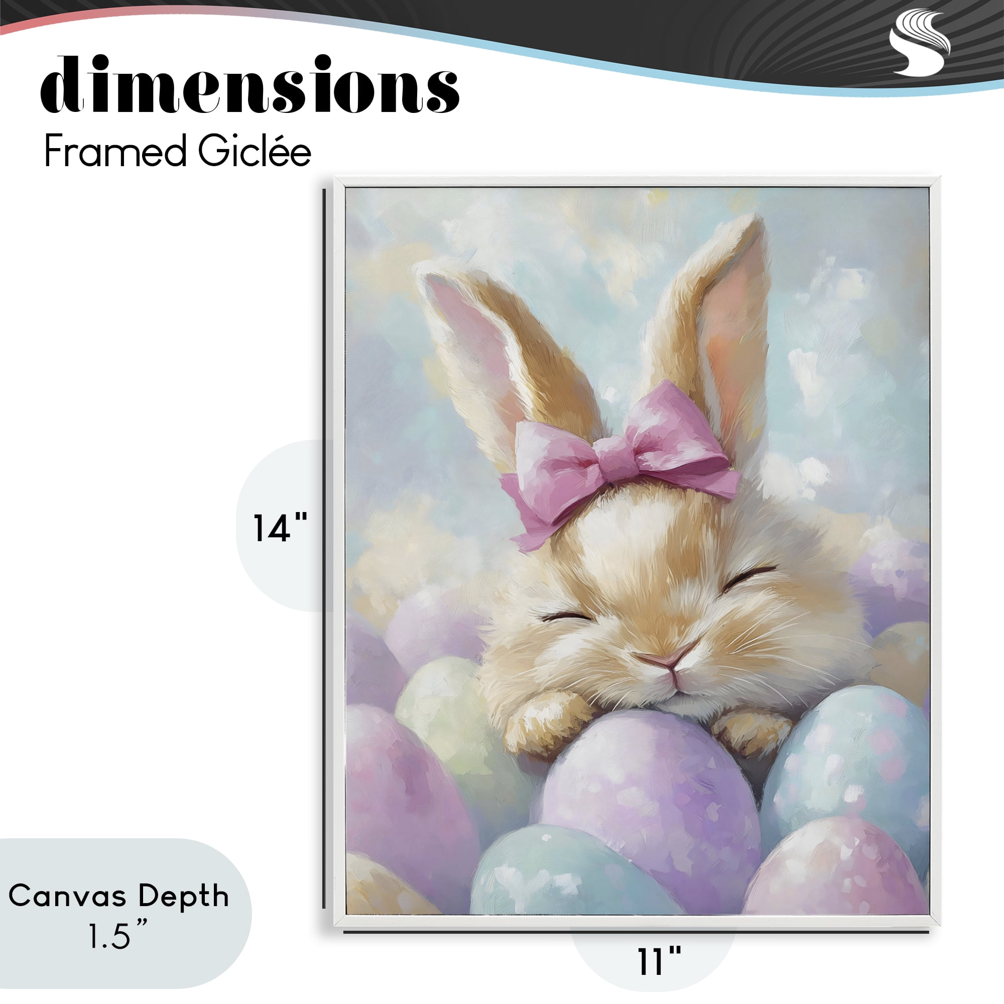 Stupell Industries Sleeping Easter Bunny with Eggs White Framed Giclee Art, design by The Prints Vibe