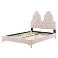 thumbnail image 3 of Tufted Platform Bed Frame, Twin Size, Velvet, Pink, Modern Contemporary Urban Design, Bedroom Master Guest Suite, 3 of 10
