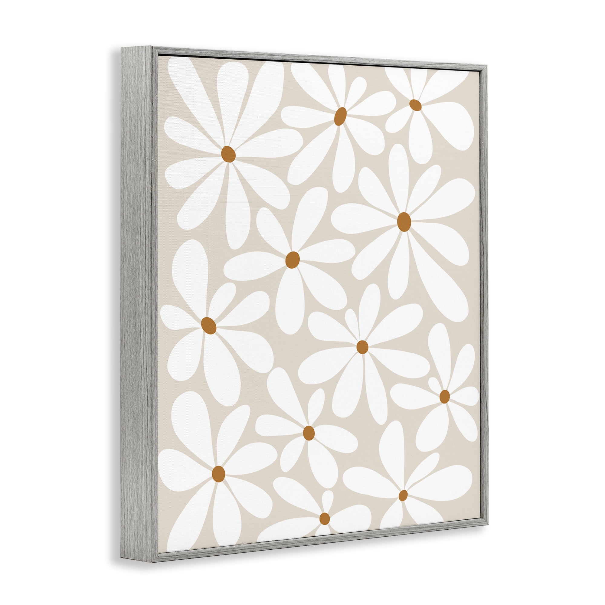 Stupell Industries Beige & White Daisies Gray Framed Giclee Art, design by Susan Ball