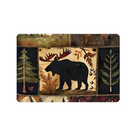 Yiluyinqing Diatom Mud Mats Non-Slip Bear Moose Tree Home Theme Quick Drying Absorbent Rubber Backing Technology Easy Storage Super Water Absorption 24x16in