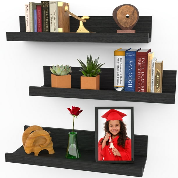 Floating Shelves, Set of 3 Wall Shelves (Multiple Sizes & Colors) by
