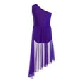 thumbnail image 4 of iiniim Girls Figure Ice Skating Dance Dress One Shoulder Rhinestone Sheer Mesh Leotard Gymnastics Ballet Dancewear Purple 16, 4 of 7
