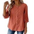 thumbnail image 5 of Awdenio Women's Tops, Tees & Blouses Embroidered Blouses 2026 Short Sleeve Lace Trim Crew Neck Trendy Casual Tops Pullover Shirts, 5 of 7