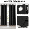 thumbnail image 4 of 4 Panels 100% Blackout Curtains 52x95 Inch, Grommet Window Curtains for Bedroom & Living Room, Black, 4 of 8