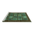 thumbnail image 2 of Ahgly Company Machine Washable Indoor Square Abstract Turquoise Blue Modern Area Rugs, 5' Square, 2 of 4