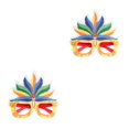 thumbnail image 2 of Inteprter DIY Plume anteojos marco Color brillante carnaval tema fiestas gafas divertidas vanidad bola actuación máscara disfraz gafas naranja azul verde 2piezas, 2 of 6