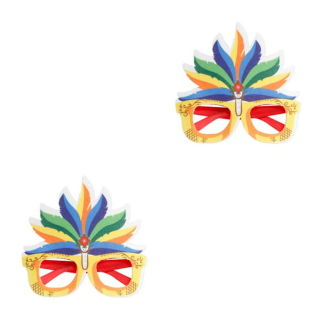 Guardoinrt Lunettes de Soleil Cadre Couleur Vive Carnaval Balle Performance Scène Robe Fournitures de Fête Orange Bleu Vert 2Ensemble