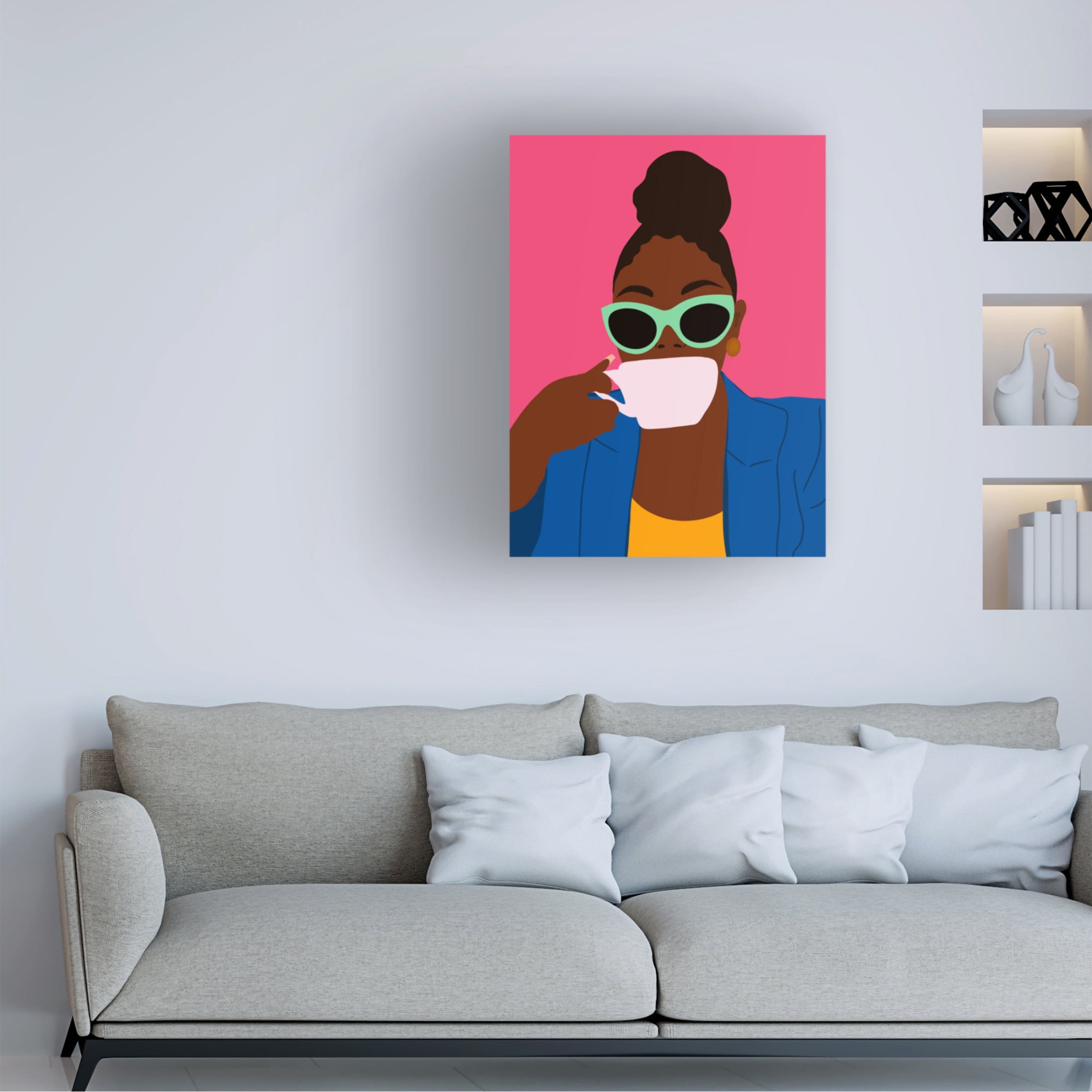 Trademark Fine Art Carelle N'guessan  Women Drinking Coffee Canvas Wall Art