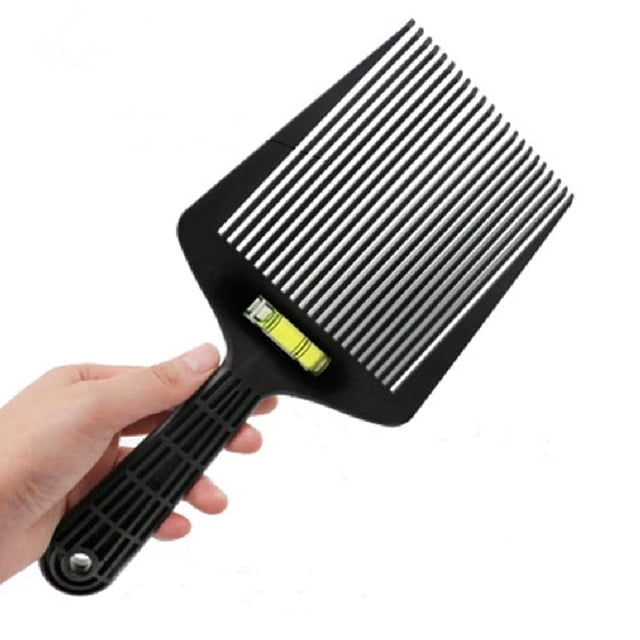Eforlike Peine superior plano de peluquero con nivel Bang Aceite líquido Ajuste del ángulo de corte de cabello Peine de dientes grandes Herramienta de peinado (negro)