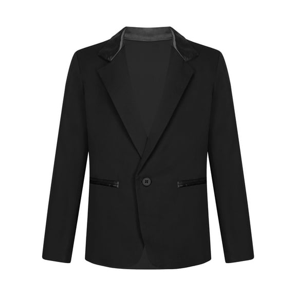 Eandarui Kids Boys Long Sleeve Formal Suit Blazer Coat One-Button Gentleman Suit Jacket Outerwear for Black 4
