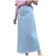 thumbnail image 6 of Brondbend Women's Skirts Midi Skirt Solid Color Slim Mid-Calf Skirt Retro Skirts Comfortable Dress Office Clearance Sale Gray Skirt for Women Size-XL, 6 of 6