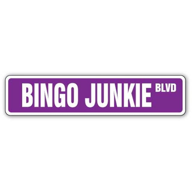 SignMission SS-Bingo Junkie 4 x 18 in. Bingo Junkie Street Sign - Grandma Game Set Cards Ball