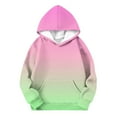 thumbnail image 3 of SGFCWSX Oversized Sweatshirt for Girls Fleece with Pockets Hoodie Kids Gradient Baggy Pullover Top Green Size 9 Years, 3 of 5
